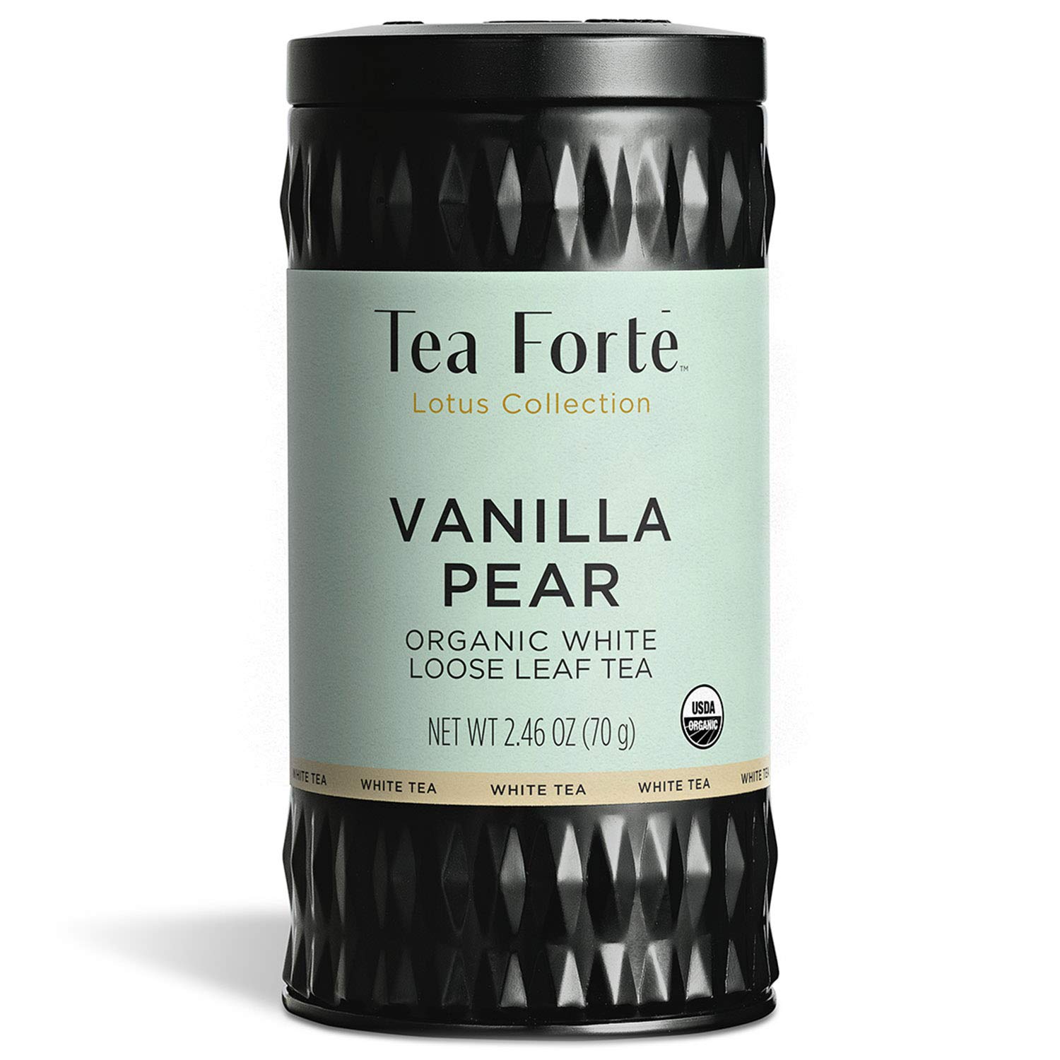Tea Forte Vanilla Pear Premium Organic Loose Leaf Caffeinated White Tea Blend Canister, Makes 35-50 Cups