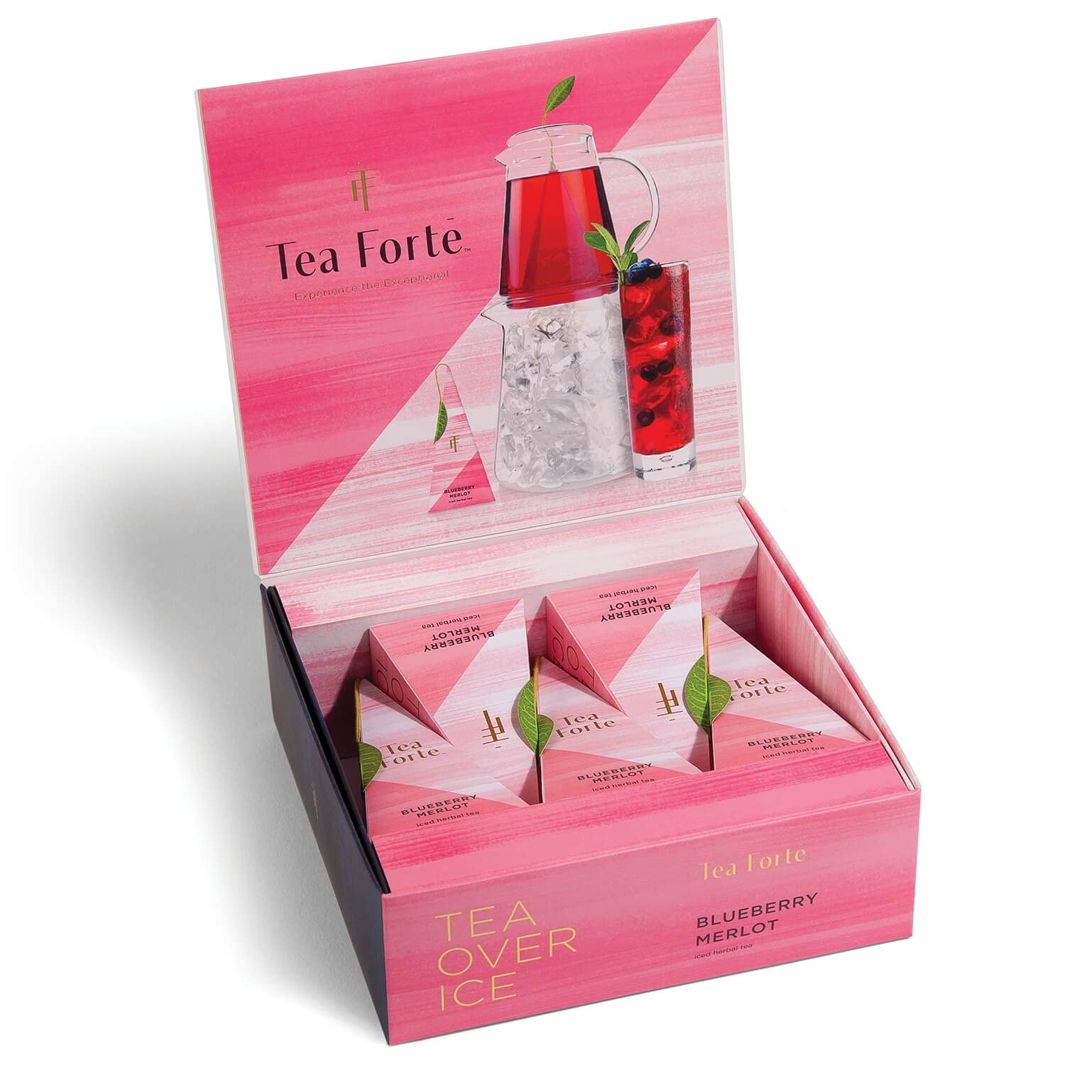 Tea Forte Tea Over Ice White Ginger Pear Premium Organic Caffeinated White Iced Tea Blend, 5 Count Individually Wrapped Handcrafted Pyramid Infuser Tea Bags, Each Steeps 24 oz.