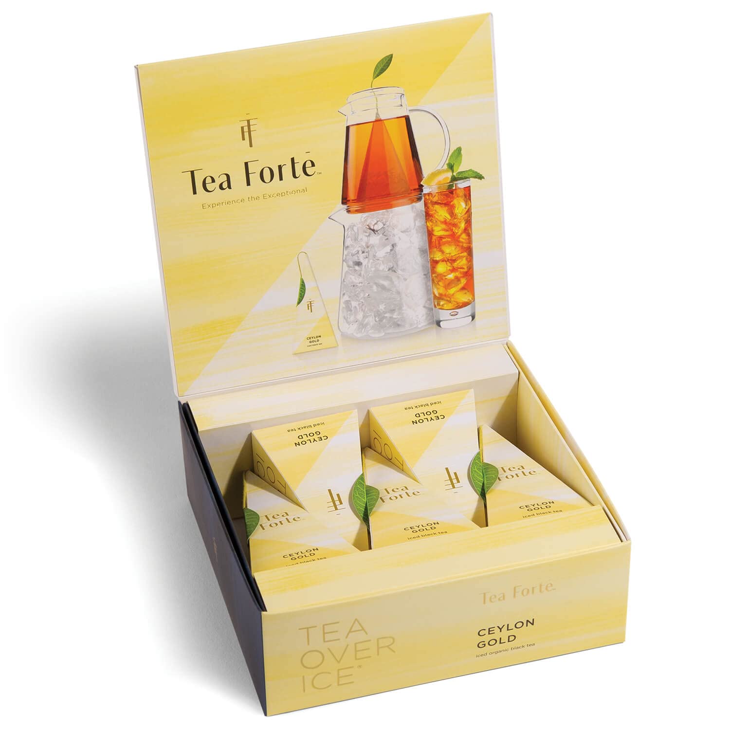 Tea Forte Tea Over Ice White Ginger Pear Premium Organic Caffeinated White Iced Tea Blend, 5 Count Individually Wrapped Handcrafted Pyramid Infuser Tea Bags, Each Steeps 24 oz.