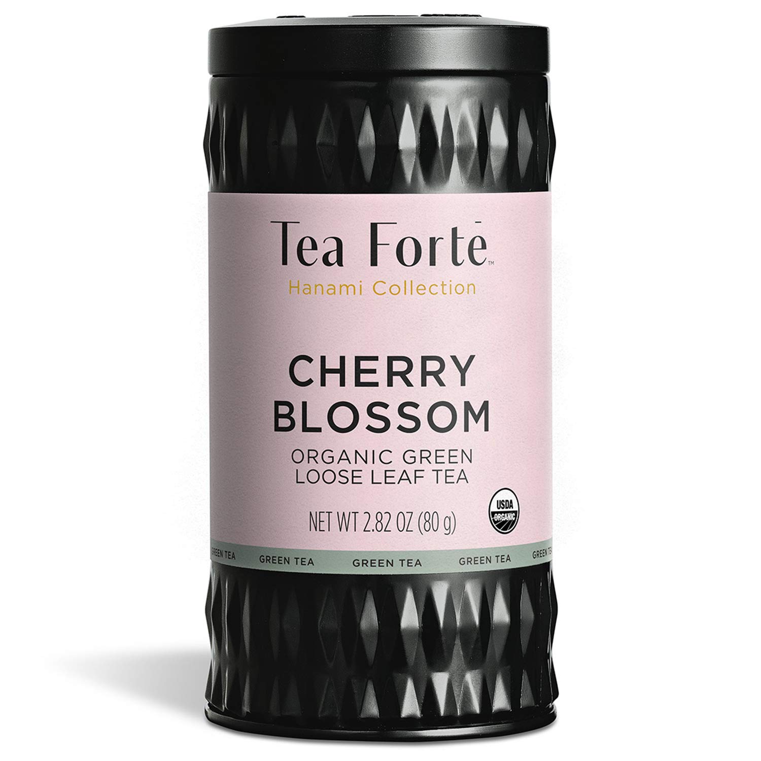 Tea Forte Cherry Blossoms Premium Organic Loose Leaf Caffeinated Green Tea Blend Canister, Makes 35-50 Cups