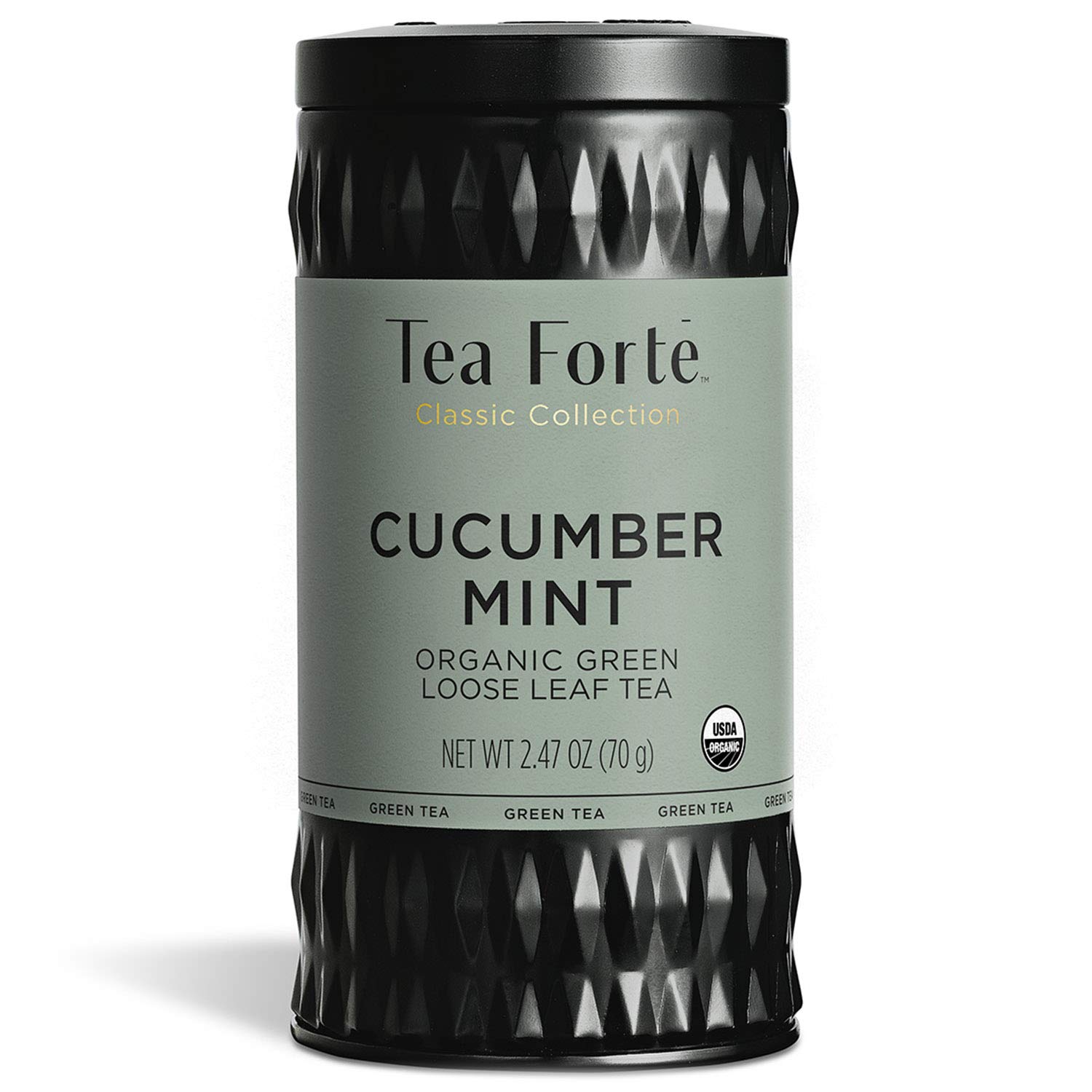 Tea Forte Cucumber Mint Premium Organic Loose Leaf Caffeinated Green Tea Blend Canister, Makes 35-50 Cups
