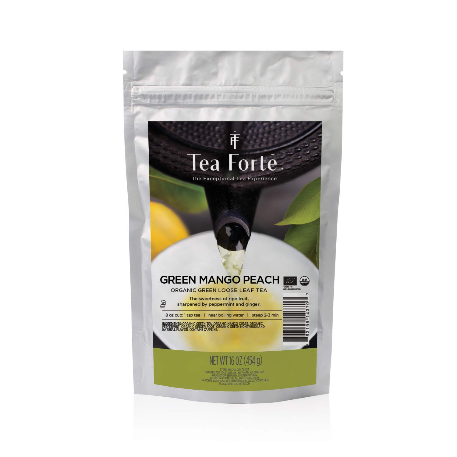 Tea Forte Earl Grey Premium Organic Loose Leaf Caffeinated Black Tea Blend, Resealable 1 Pound Bag, Makes 160-175 Cups